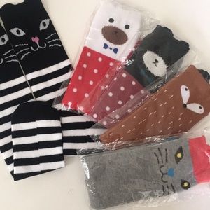 Brand New Girl Cartoon Animal Over Calf Socks